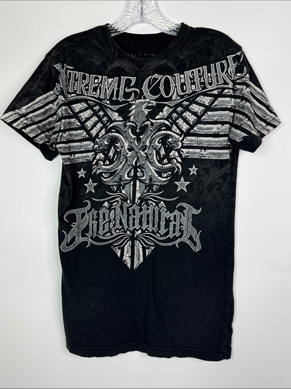 Xtreme Couture Graphic Print Metallic Wings Tshirt Y2K Small
